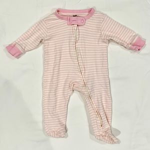 Baby Girl Footie Pajamas | Pink Stripe | 100% Organic Cotton | Touched By Nature